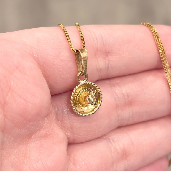 14K Sombrero Pendant, Small Petite 3D Charm, Yellow Gold - Picture 5 of 12